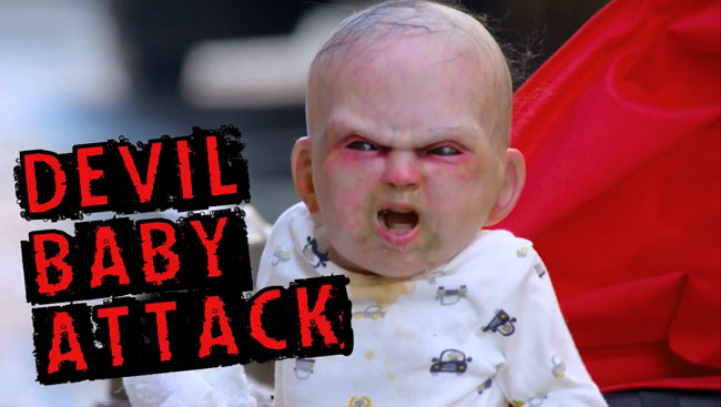 Possessed baby prank promotes Devil's Due movie (Devil Baby Attack viral video)