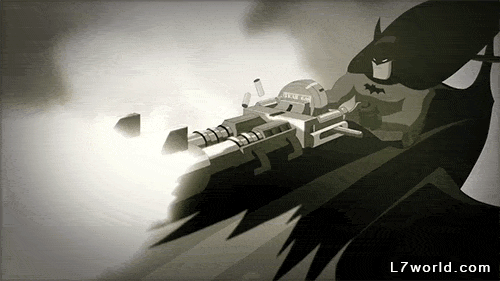 Batman Strange Days tear gas gun (Bruce Timm animates Batman 75th anniversary short)