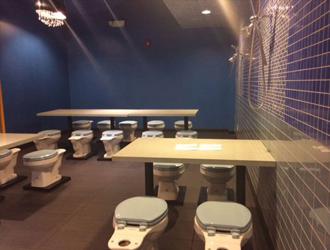 Toilet themed restaurant stalled seats (Magic Restaurant Cafe)