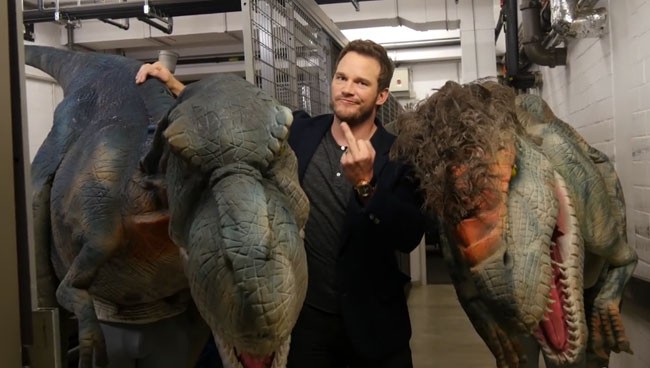 Jurassic World star Chris Pratt dinosaur prank