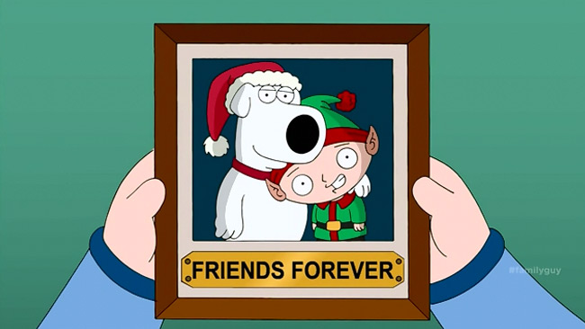 Family Guy brings back Brian in Christmas miracle (Brian and Stewie Christmas photo)