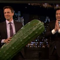 Late Night pickle passed on from Jimmy Fallon to Seth Meyers