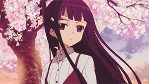 Anime school girl sakura tree cherry blossom