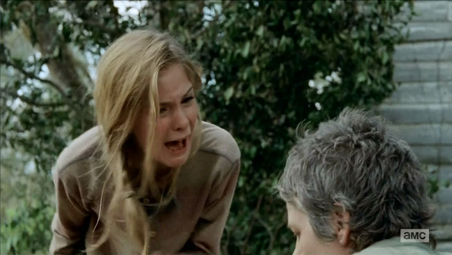 Walking Dead The Grove Carol kills zombie Lizzie snaps