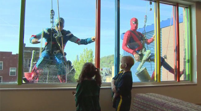 Spider-Man and his amazing friends volunteer at children's hospital
