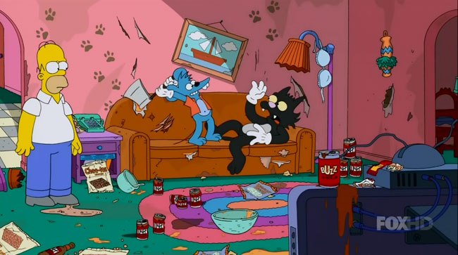 Simpsons couch gag Itchy and Scratchy show axe The Wreck of the Relationship