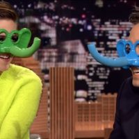 Tonight Show host Jimmy Fallon runs rings around Kristen Stewart
