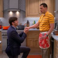 Two and a Half Men gay marriage Walden proposes to Alan Ashton Kutcher Jon Cryer