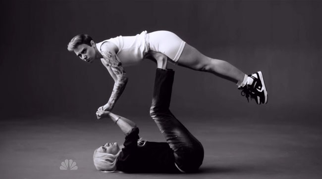 SNL Justin Bieber Calvin Klein commercial parody Lara Stone Kate McKinnon Cecily Strong