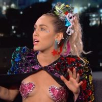 Miley Cyrus topless breasts Jimmy Kimmel
