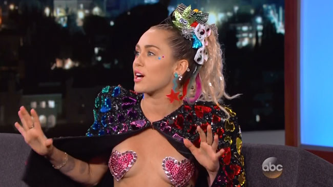 Miley Cyrus topless breasts Jimmy Kimmel