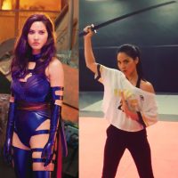 Olivia Munn Psylocke X-Men Apocalypse training sword stunts