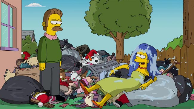 Marge Simpson gets wet for charity Ned Flanders ALS Ice Bucket Challenge