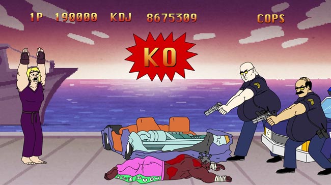 Street Fighter Bonus Stage parody calls cops racist Ken Dee Jay Animation Domination High-Def