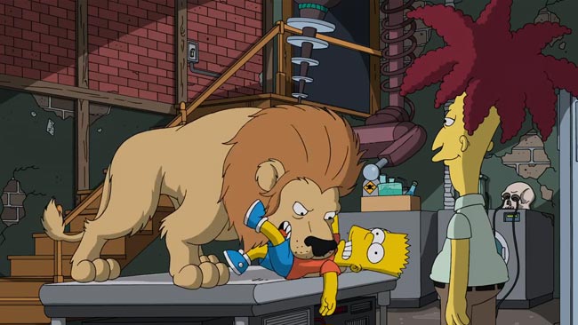 Sideshow Bob kills Bart in Simpsons Treehouse of Horror 26 lion