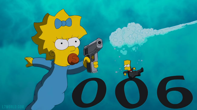Simpsons James Bond Bart Maggie gun underwater Treehouse of Horror 27