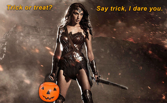 Gal Gadot Wonder Woman Halloween trick or treat