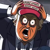 Donald Trump cartoon parody Stephen Colbert